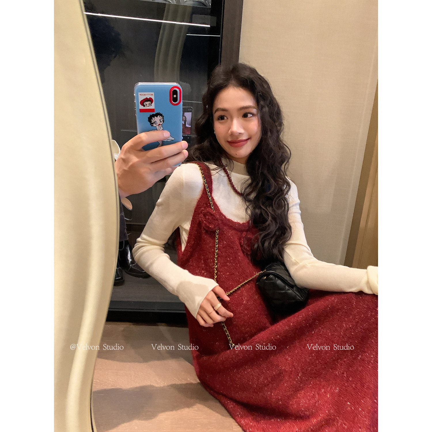 【陈格格】红山茶~法式复古红色花朵针织叠穿吊带连衣裙,女装/女士精品,连衣裙,淘宝优惠券,粉丝福利购,淘宝优惠卷