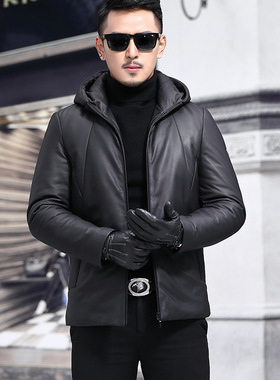 高端头层绵羊皮羽绒服秋冬新款真皮皮衣男海宁加厚皮夹克工厂直销