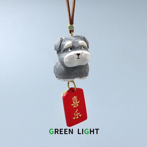 汽车后视镜车挂木雕雪纳瑞