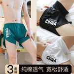 男士内裤宽松男款阿罗裤男生青少年纯棉高开叉裸睡睡觉穿的短裤头