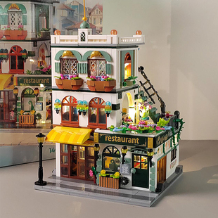 女孩迷你街景房子别墅咖啡屋拼装积木建筑城堡儿童8岁女生玩具