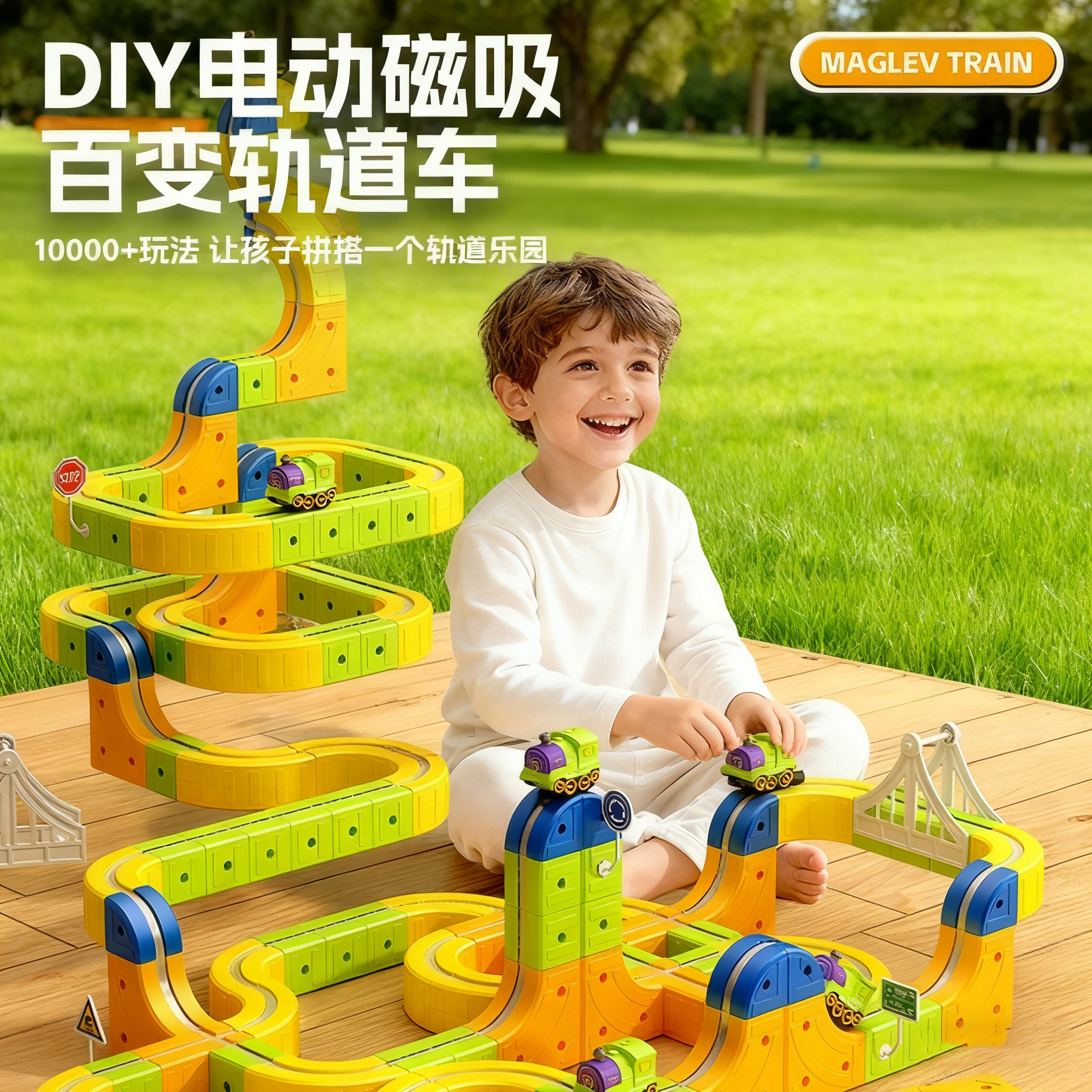 新款磁力积木轨道火车百变DIY拼装反重力磁吸益智力儿童男孩玩具