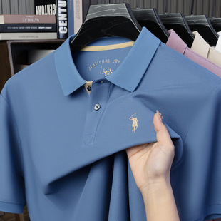 短袖t恤男高端polo衫纯棉翻领夏季刺绣新款男士保罗爸爸夏装休闲t