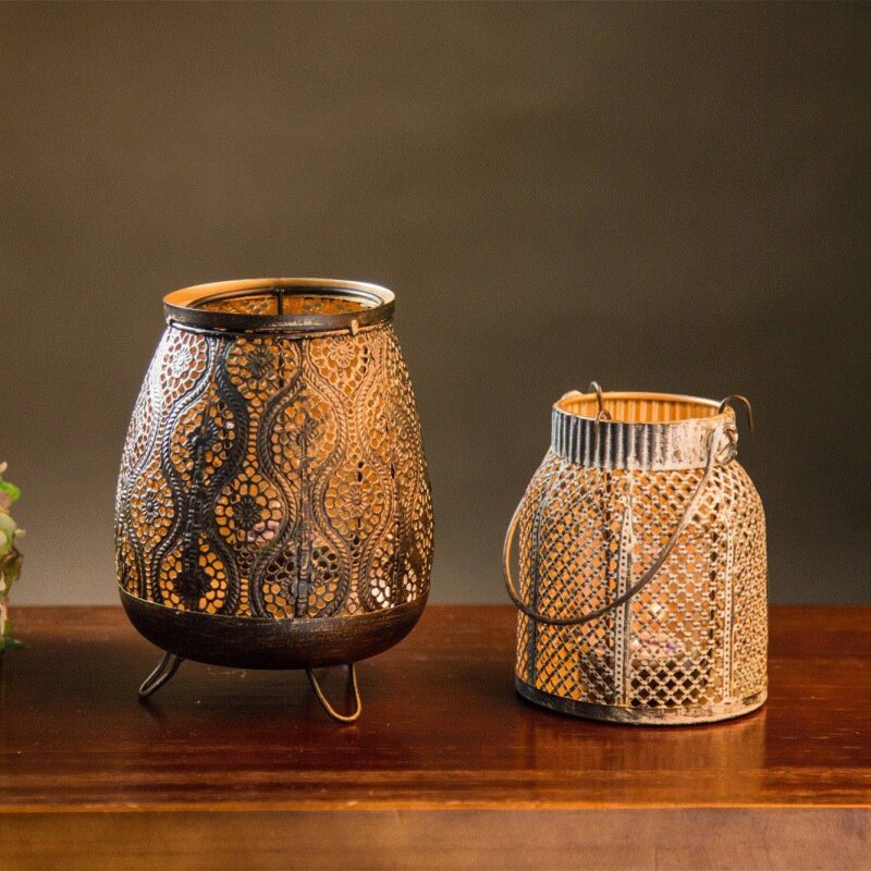 Retro Nostalgia Iron Glass Hollow Light Candle Holder Cand|ruв категории Домашний быт, свеча/подсвечник, подсвечник - от Buy2taobao.com для оказания профессиональной услуги покупки агента Taobao