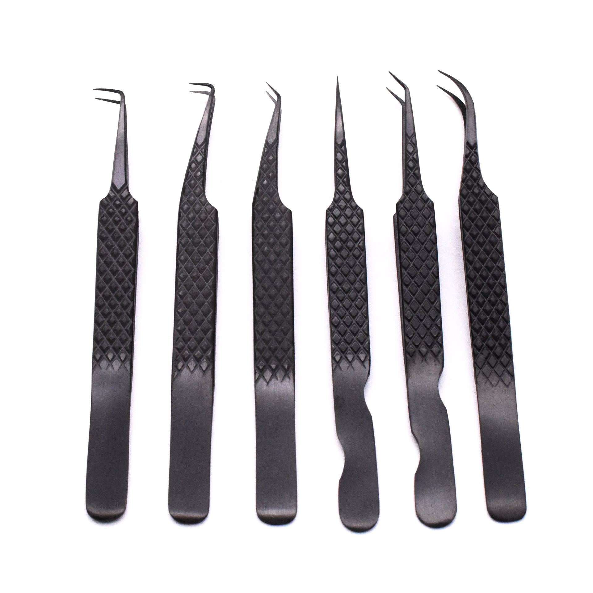 厂家供应高档嫁接睫毛开花黑色镊子高精密304不锈钢纤维头fiber