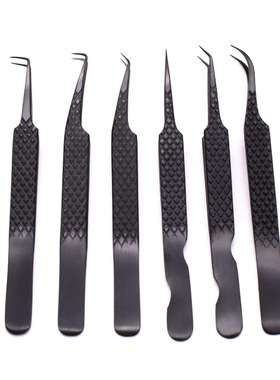 厂家供应高档嫁接睫毛开花黑色镊子高精密304不锈钢纤维头fiber