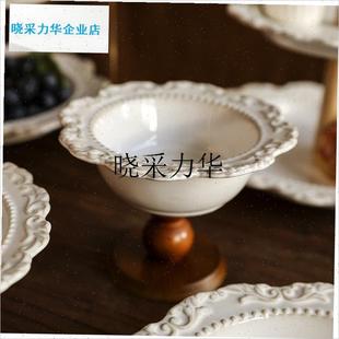 法式多层陶瓷水果盘浮p雕高脚托 托盘冷餐茶歇下午茶点心架零食l