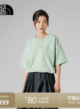 北面UE女短袖T恤宽松休闲透气时尚拼接户外新TheNorthFace|8DHN