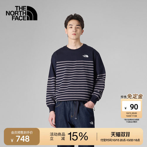 北面UE设计师款男条纹长袖T恤