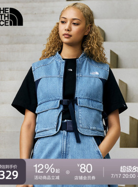 北面UE设计师款女休闲牛仔马甲A字拼接户外秋款TheNorthFace|8E6W