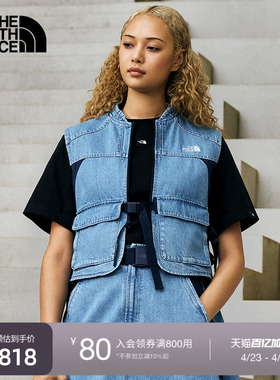 北面UE设计师款女休闲牛仔马甲A字拼接户外秋款TheNorthFace|8E6W
