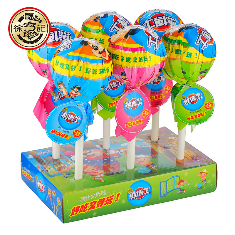 徐福记熊博士大棒糖果汁多口味棒棒糖儿童趣味糖果生日节日礼物