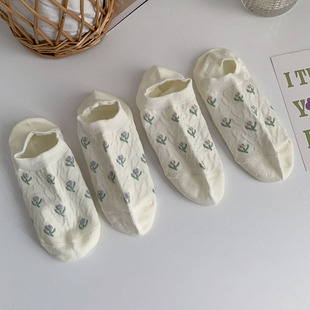 日系小花隐形船袜纯棉短袜 春夏薄款 嗨 Muzi追随风与你不期而遇