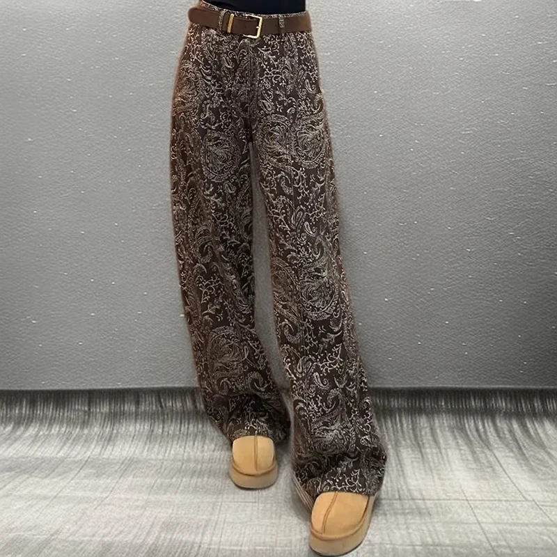 高腰显瘦印花牛仔裤百搭直筒裤