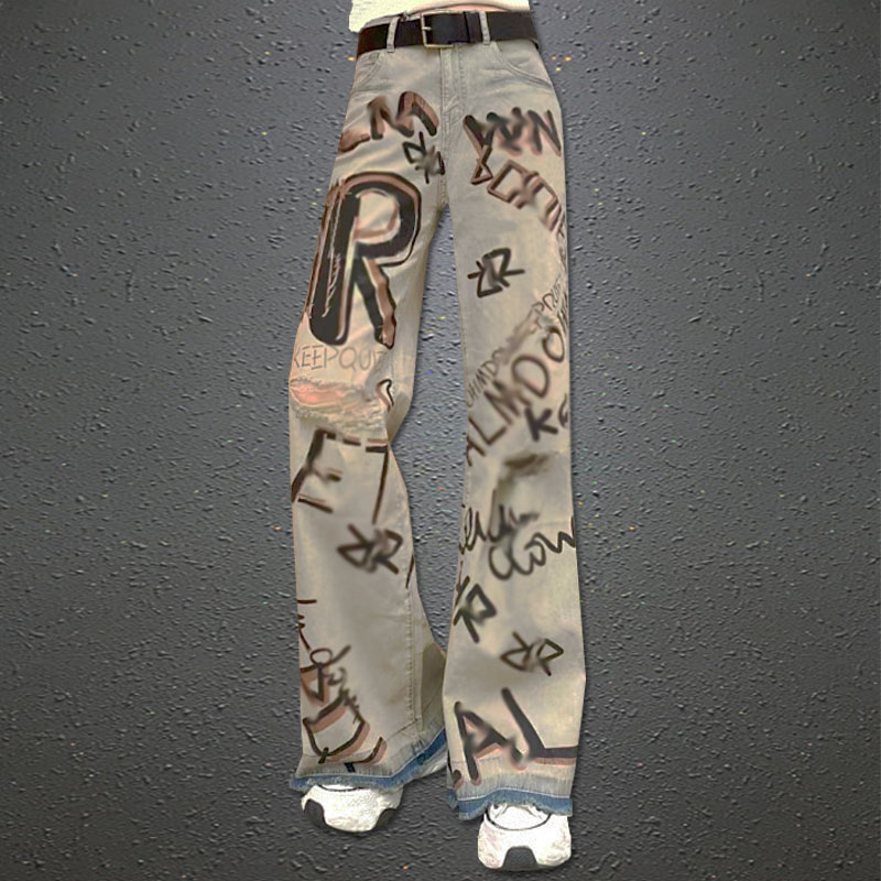 个性撞色潮牌拖地裤2022年夏季