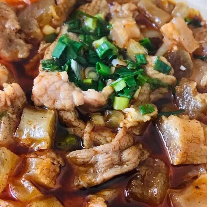 新上 武汉生烫牛肉牛腰空心粉细粉宽粉面一份 配卤干子一份油墩