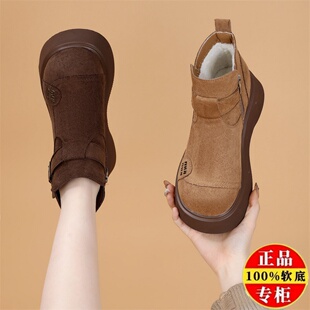 品牌撤柜复古厚底勃肯短靴女2025冬季新款增高时尚加绒舒适短靴女