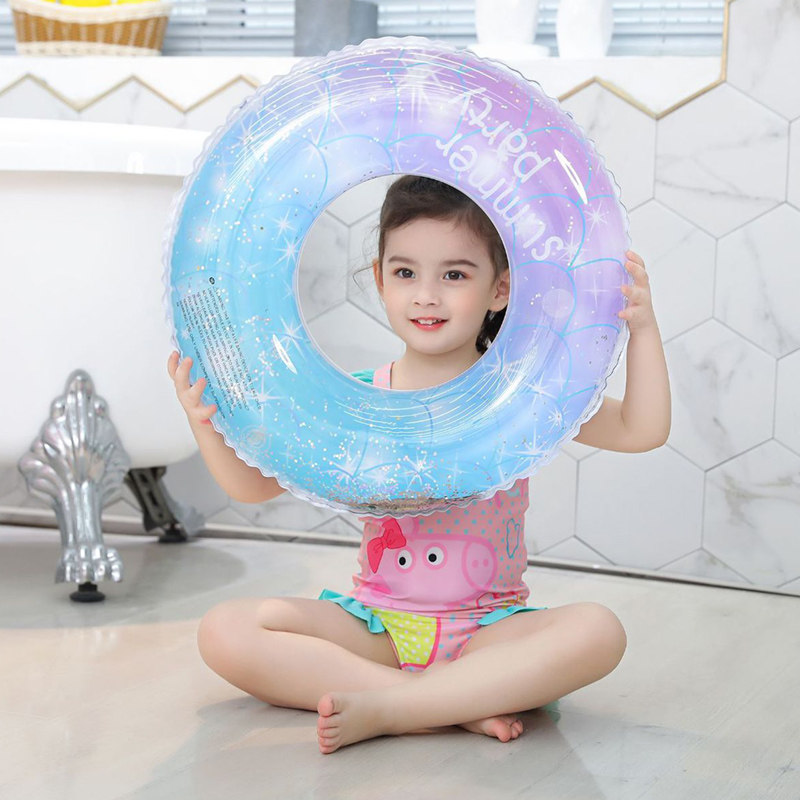 网红儿童游泳圈炫彩可爱宝宝幼儿加厚充气男孩女孩成人亲子腋下圈