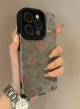 灰色山茶花荣耀300ultra手机壳适用honor200pro女新款90高级感80全包镜头70软硅胶荣耀x60i外壳畅玩50保护套