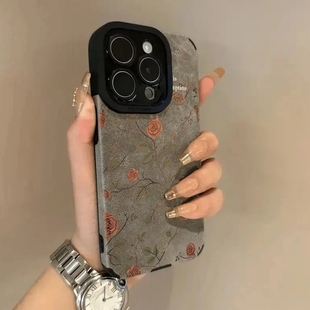 灰色山茶花荣耀300ultra手机壳适用honor200pro女新款90高级感80全包镜头70软硅胶荣耀x60i外壳畅玩50保护套