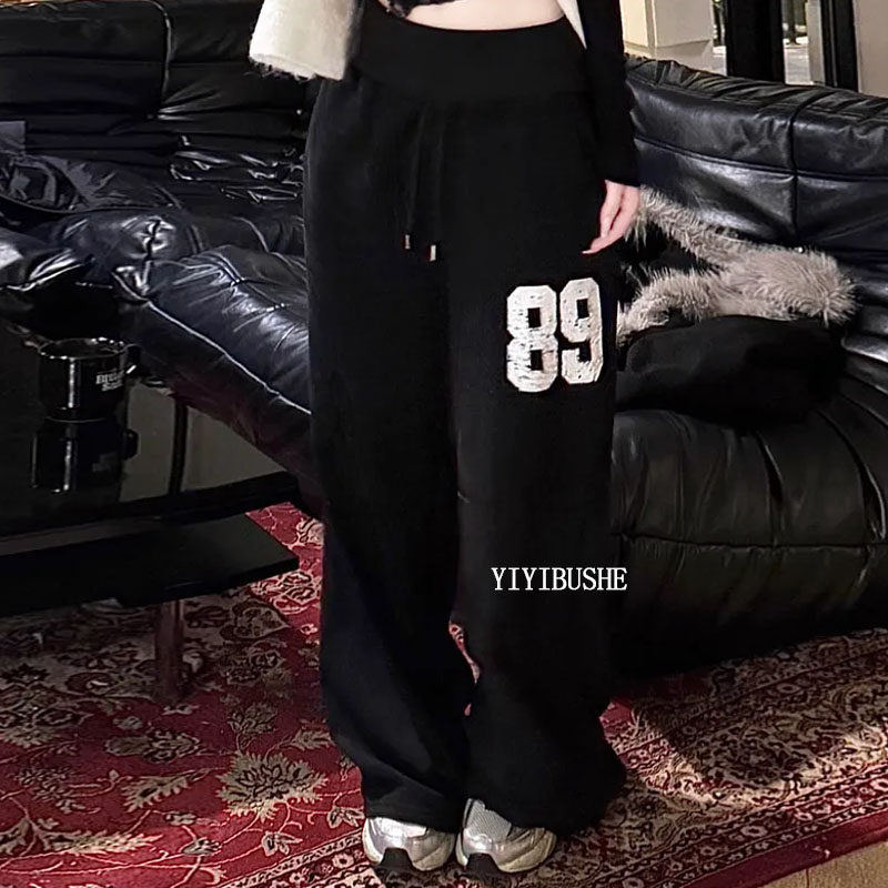 韩国代购正品LS321时尚洋气~慵懒显瘦翻边高腰加绒直筒卫裤休闲裤,女装/女士精品,休闲运动套装,淘宝优惠券,粉丝福利购,淘宝优惠卷