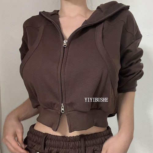 简约女人味修身连帽卫衣外套