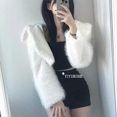 狐狸毛披肩大翻领仿皮草外套