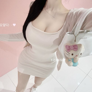绝美包臀无袖连衣裙开衫两件套