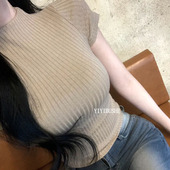 韩国代购 T恤上衣 性感显身材半高领内搭短袖 正品 LS559人手一件