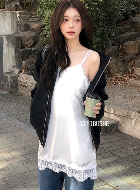绝美好看蕾丝边打底吊带连衣裙