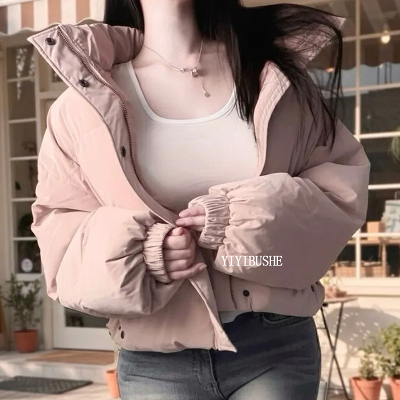暖绒面哑光立领短款羽绒棉服
