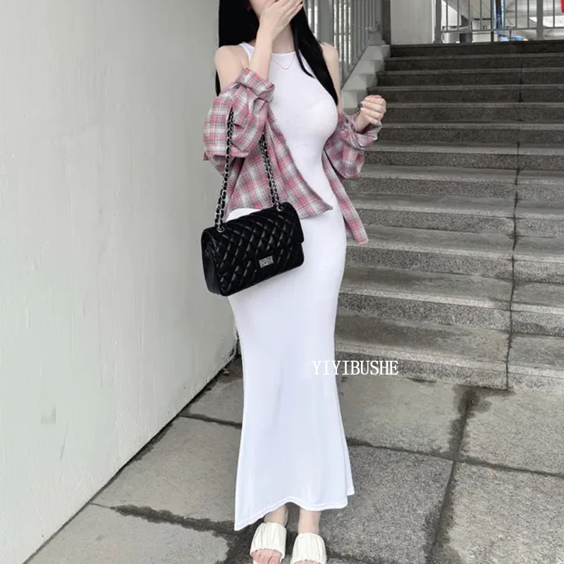 性感显身材包臀长款无袖连衣裙