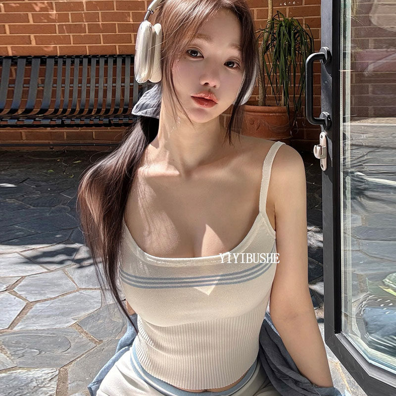 纯欲女人味薄款外穿针织吊带上衣