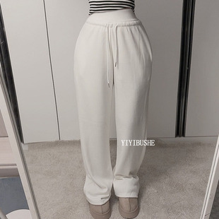 休闲裤 韩国代购 显瘦松紧高腰加绒卫裤 LQ356日常慵懒风 正品