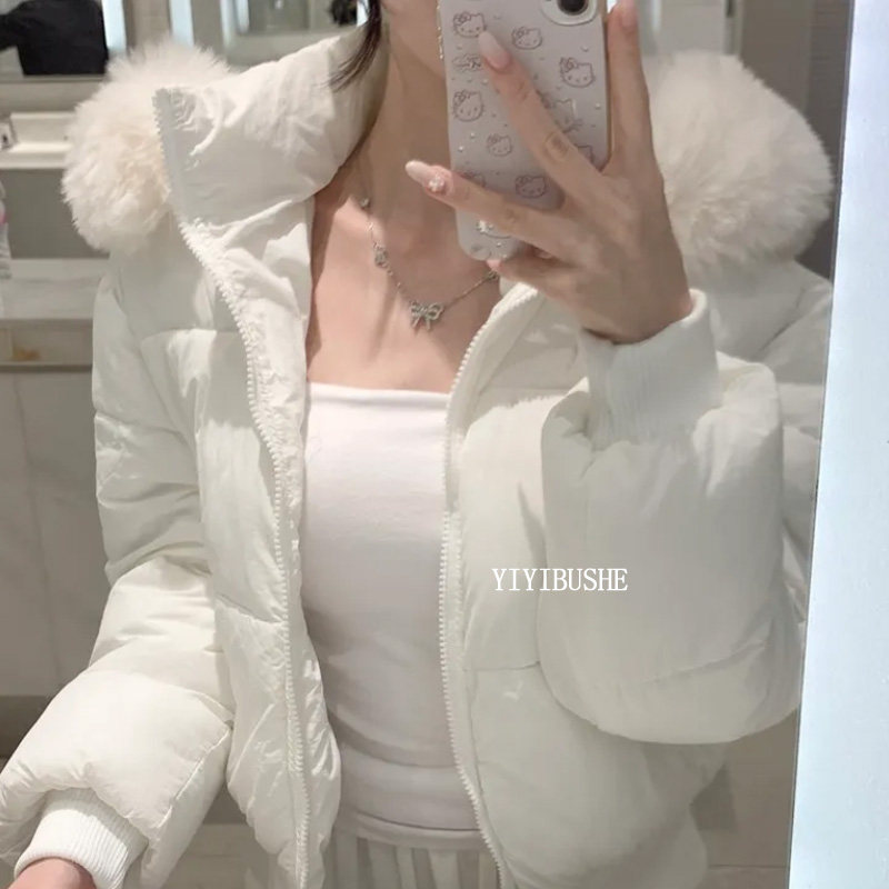 绝美毛毛领收腰保暖面包棉服外套