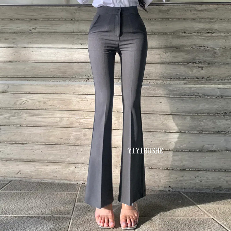 韩国代购正品 PK112韩漫姐姐大长腿 显瘦高腰紧身包臀微喇休闲裤