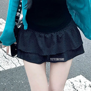 韩国代购正品 LO501减龄巨好看~纯欲显瘦高腰A字波点半身裙+开衫