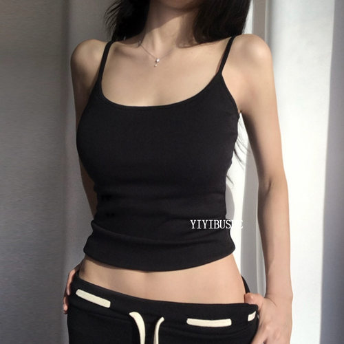 超低领口带胸垫吊带辣妹上衣