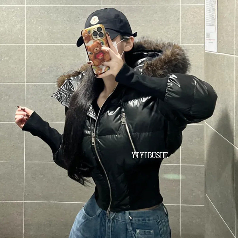 巨好看掐腰显瘦大毛领短款羽绒服