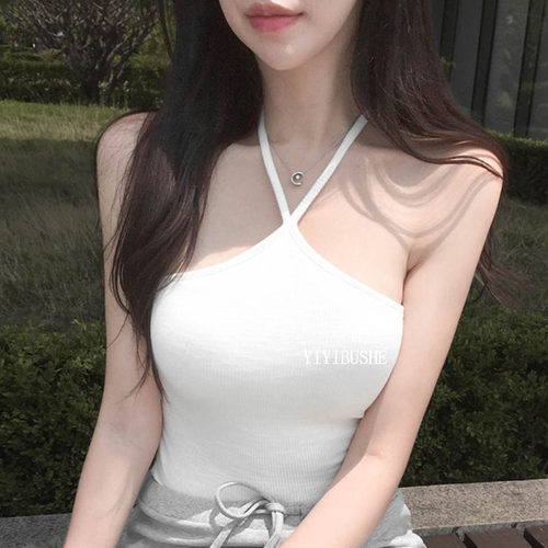 韩系女人味挂脖外穿吊带上衣