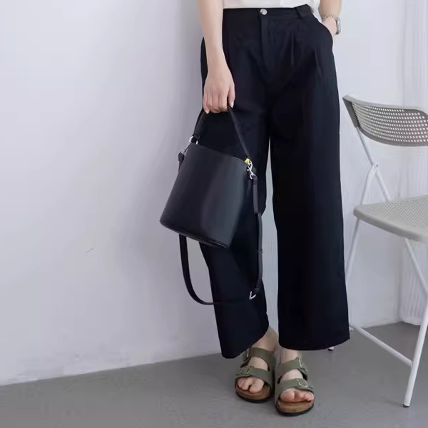 不透百搭高腰宽松风阔腿裤子女