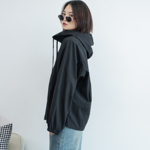 簡約百搭寬松顯瘦oversize大女連帽衣女外套風衣女 2025年春夏新款