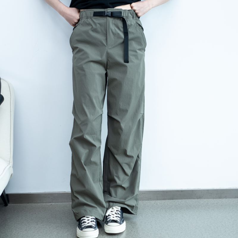 军绿色工装裤休闲凉感阔腿伞兵裤