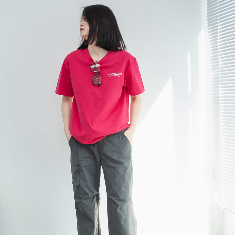 减龄圆领字母印花白宽松上衣T恤