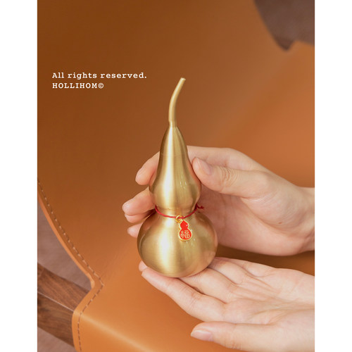 逅里 黄铜葫芦摆件 高级乔迁之喜新家开业礼物 招财镇宅玄关装饰