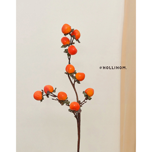 逅里 高品级仿真柿子果 橱窗装饰新年布置美陈 拍照造景艺术装置