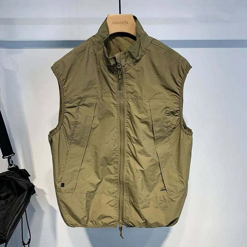 2022 LIGHT LUXURY VEST MENS SPRING AND AUTUMN NEW STYLE HIGH STREET TRENDY BRAND POCKET SLEEVELESS VEST RUFFIAN HANDSOME VEST JACKET MEN