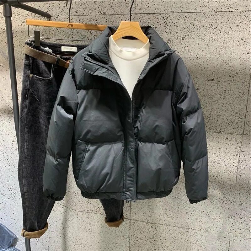 2022 WINTER NEW STAND COLLAR MENS TREND COTTON CLOTHING FASHION TREND LOOSE AND VERSATILE JACKET MENS THICKER BREAD CLOTHES