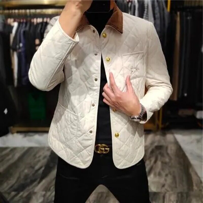2022 AUTUMN AND WINTER NEW MENS HIGH-END THIN COTTON JACKET JACKET FASHION TRENDY CASUAL SLIM VERSATILE COTTON COAT