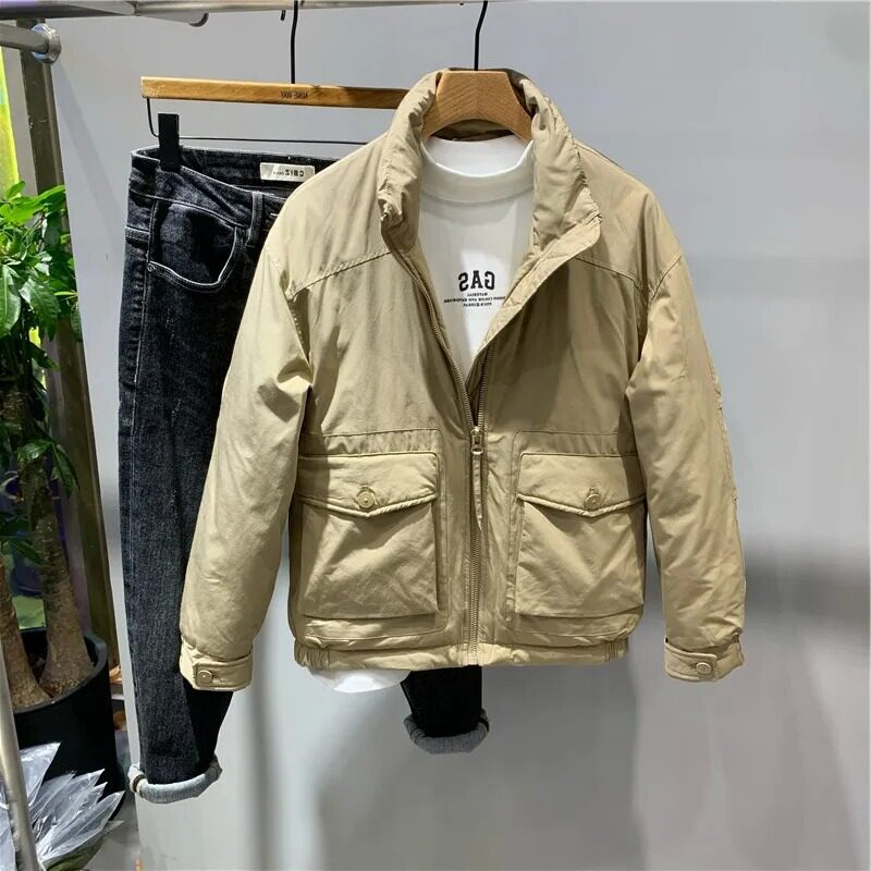 2022 WINTER STAND COLLAR MENS COTTON CLOTHING TREND FASHIONABLE LIGHT WORKWEAR SHORT CASUAL COTTON JACKET MENS VERSATILE TREND